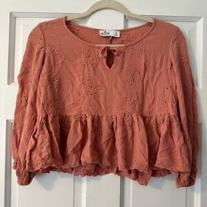 Hollister 3/4 Sleeve Pink Top